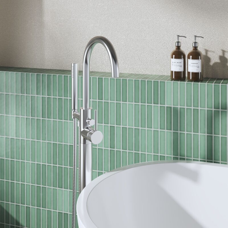 Hudson Reed Tec Chrome Floor Standing Bath Shower Mixer
