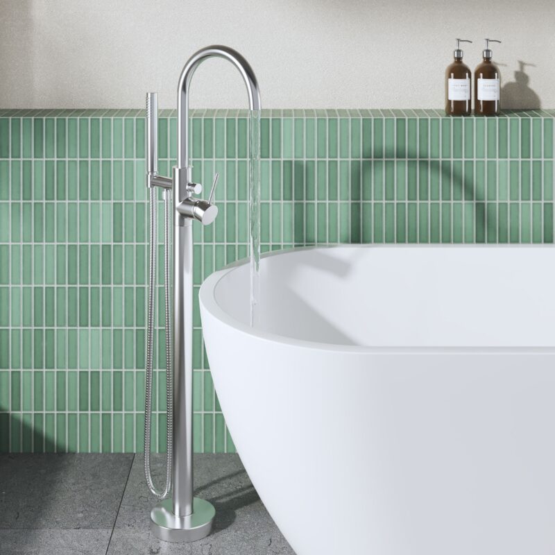 Hudson Reed Tec Chrome Floor Standing Bath Shower Mixer