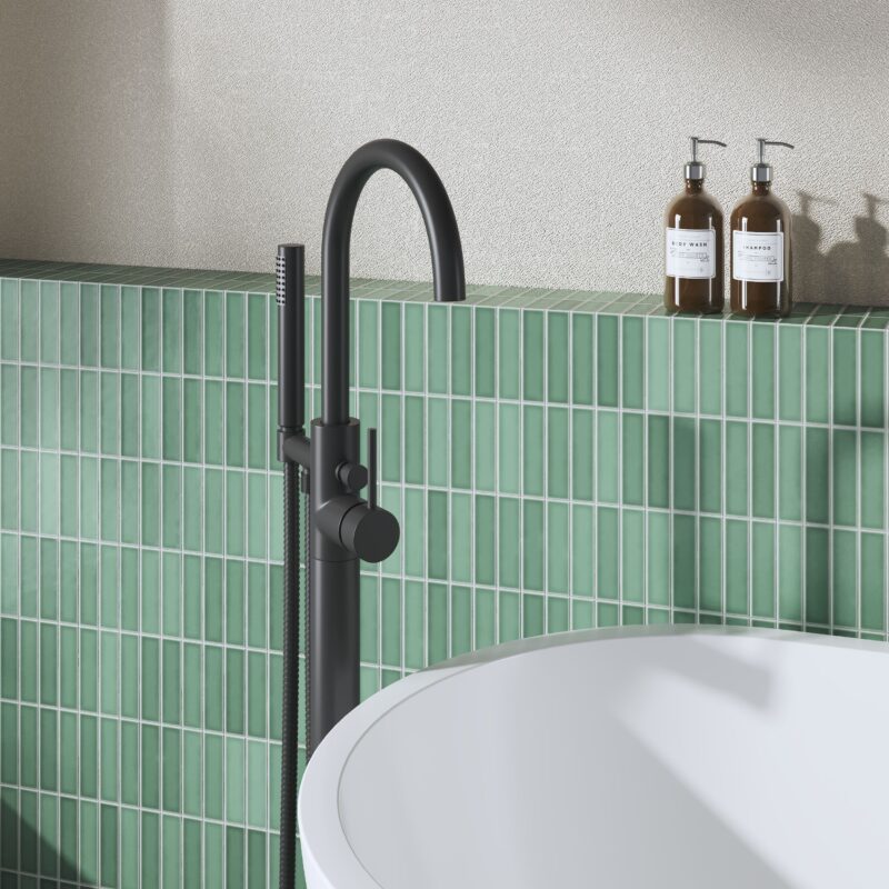 Hudson Reed Tec Matt Black Floorstanding Bath Shower Mixer