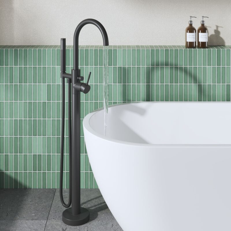 Hudson Reed Tec Matt Black Floorstanding Bath Shower Mixer