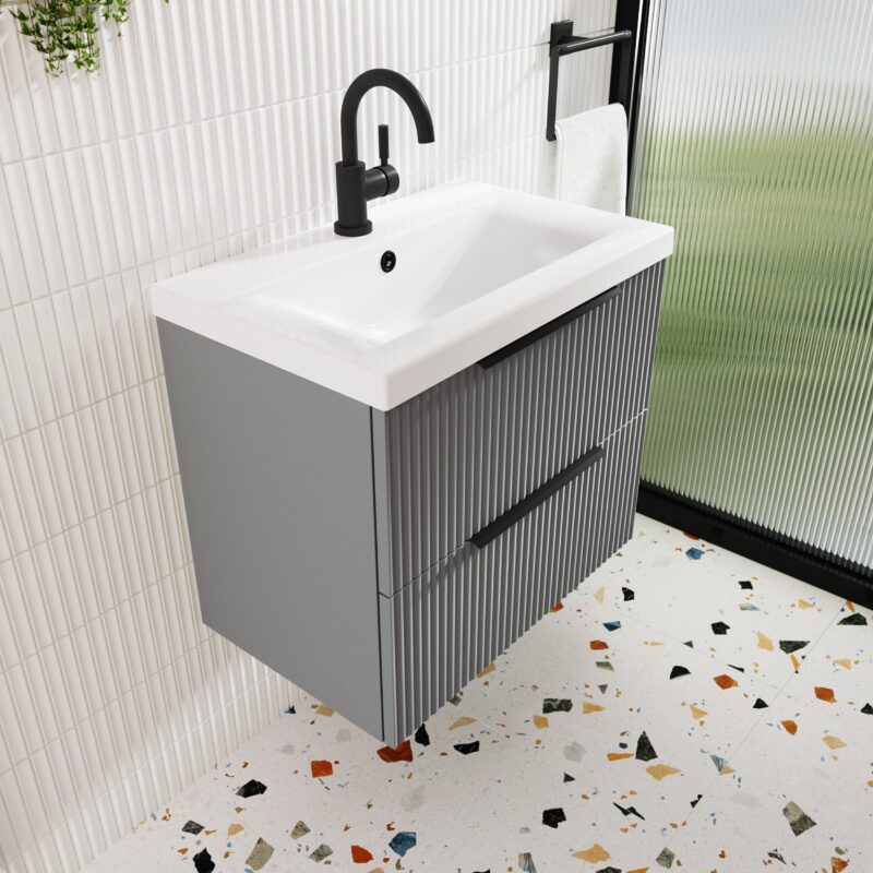 Hudson Reed Tec Matt Black Single Lever Basin Mixer with Push Button Waste