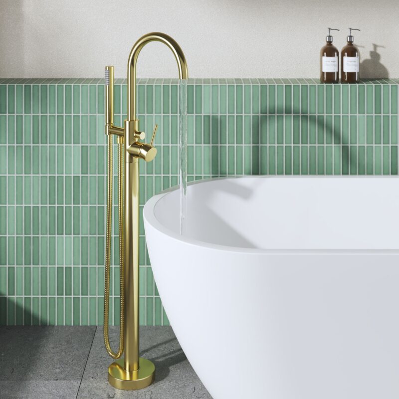 Hudson Reed Tec Brushed Brass Floorstanding Bath Shower Mixer