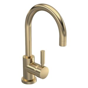 Hudson Reed Tec Brushed Brass Single Lever Basin Mixer with Push Button Waste