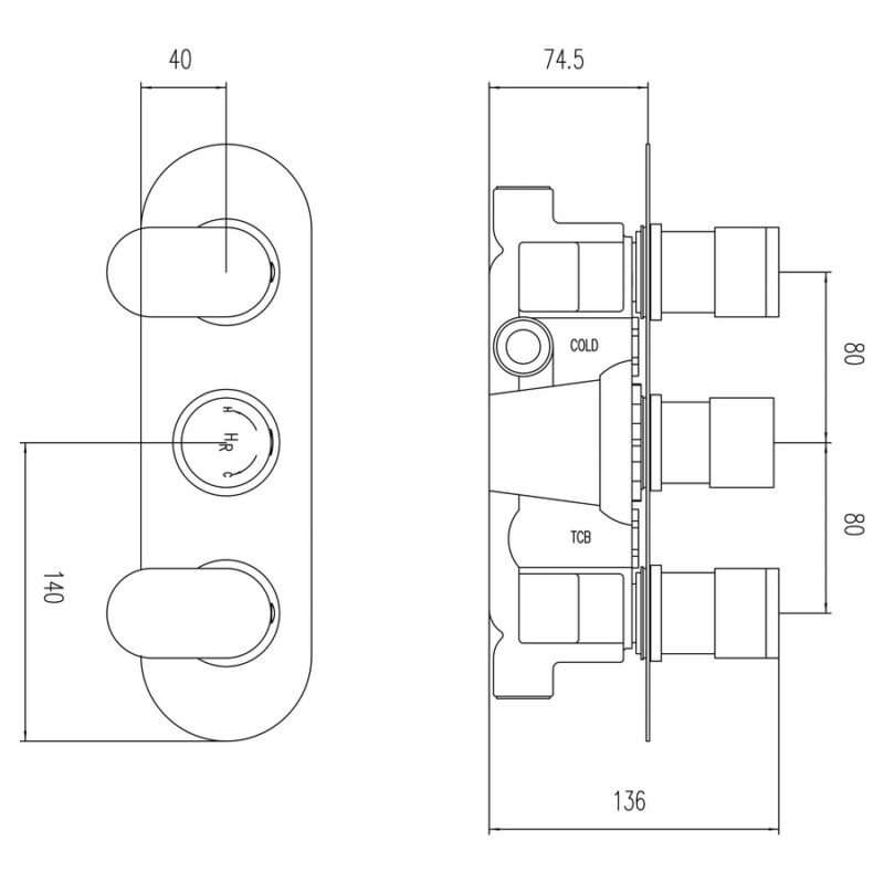 Hudson Reed Reign Triple Thermostatic Shower Valve with Diverter