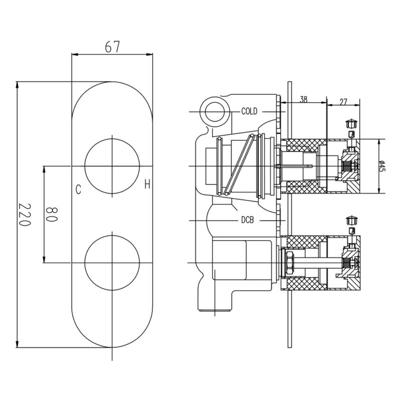 Hudson Reed Indus Twin Thermostatic Shower Valve with Diverter