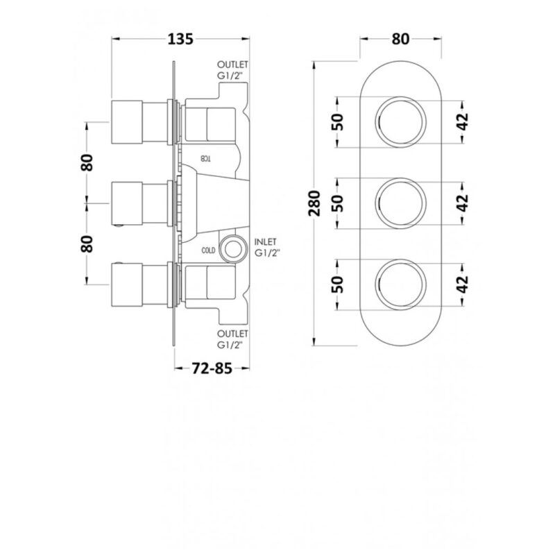 Hudson Reed Round Triple Shower Valve