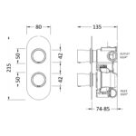 Hudson Reed Round Chrome Concealed Thermostatic Twin 3-Way Shower Valve