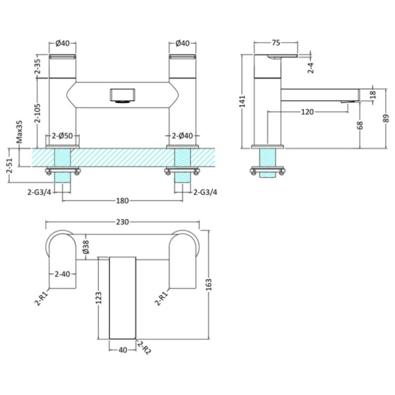 Hudson Reed Sottile Bath Filler Tap