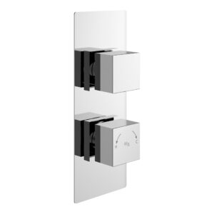 Hudson Reed Square Chrome Concealed Thermostatic Twin 3-Way Shower Valve