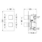 Hudson Reed Square Chrome Concealed Thermostatic Twin 3-Way Shower Valve