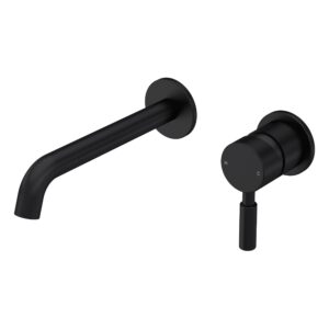 Hudson Reed Tec Lever Matt Black  2 Hole Wall Basin Mixer