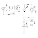 Hudson Reed Tec Lever Matt Black  2 Hole Wall Basin Mixer