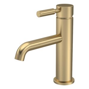 Hudson Reed Tec Lever Brushed Brass Mono Basin Mixer with Waste