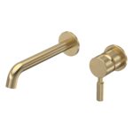 Hudson Reed Tec Lever Brushed Brass 2 Hole Wall Basin Mixer