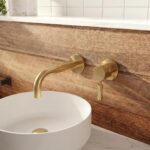 Hudson Reed Tec Lever Brushed Brass 2 Hole Wall Basin Mixer