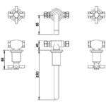 Hudson Reed Tec Crosshead Wall Mounted Basin Mixer