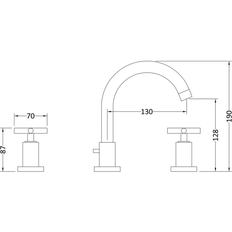 Hudson Reed Tec Crosshead 3 Tap Hole Basin Mixer