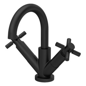 Hudson Reed Tec Matt Black Crosshead Mono Basin Mixer with Waste
