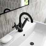 Hudson Reed Tec Matt Black Crosshead Mono Basin Mixer with Waste