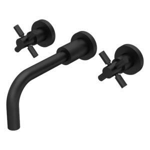 Hudson Reed Tec Matt Black Crosshead Wall Basin Mixer