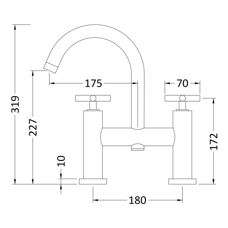 Hudson Reed Tec Crosshead Matt Black Bath Filler