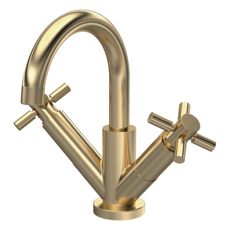 Hudson Reed Tec Brushed Brass Crosshead Mono Basin Mixer with Waste Hudson Reed Tec Brushed Brass Crosshead Mono Basin Mixer with Waste