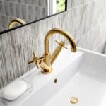 Hudson Reed Tec Brushed Brass Crosshead Mono Basin Mixer with Waste