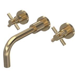 Hudson Reed Tec Brushed Brass Crosshead Wall Basin Mixer
