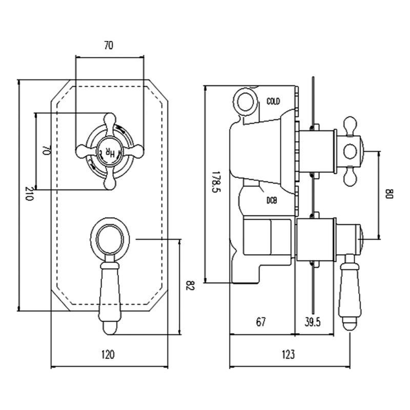 Hudson Reed White Topaz Twin Concealed Valve with Diverter