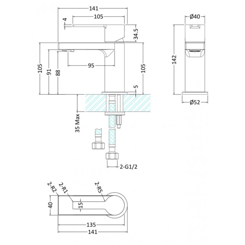 Hudson Reed Willow Mini Mono Basin Mixer Tap