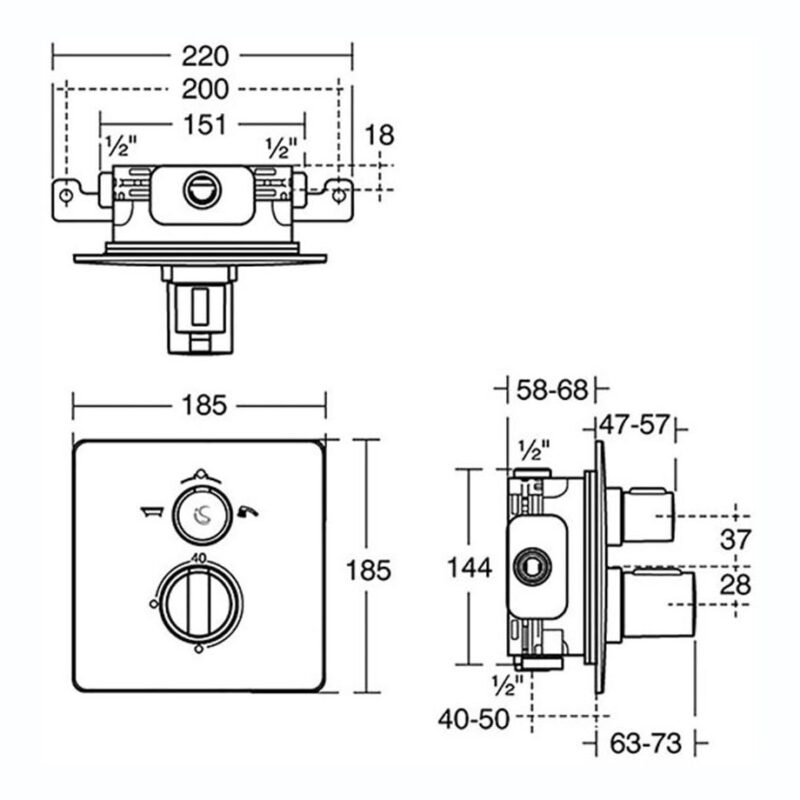 Ideal Standard Concept Easybox Slim Bath Shower Mixer Square