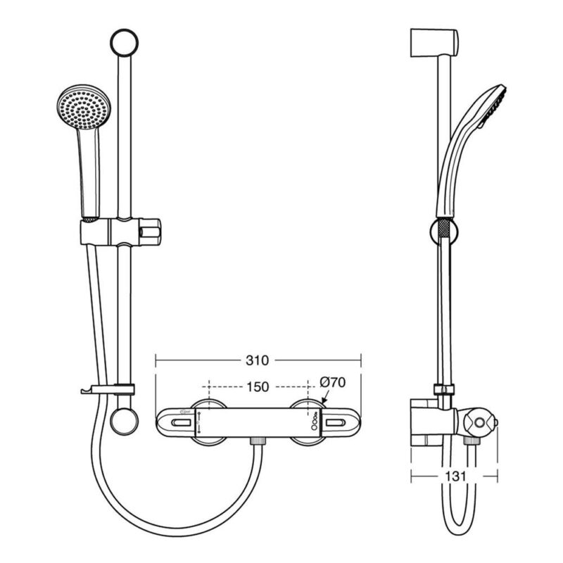 Ideal Standard Alto EV Thermostatic Exposed Shower Pack A5985