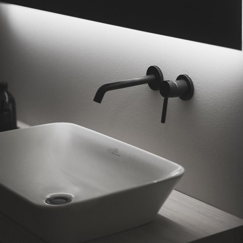 Ideal Standard Ceraline Single Lever Wall Mounted Basin Mixer Silk Black