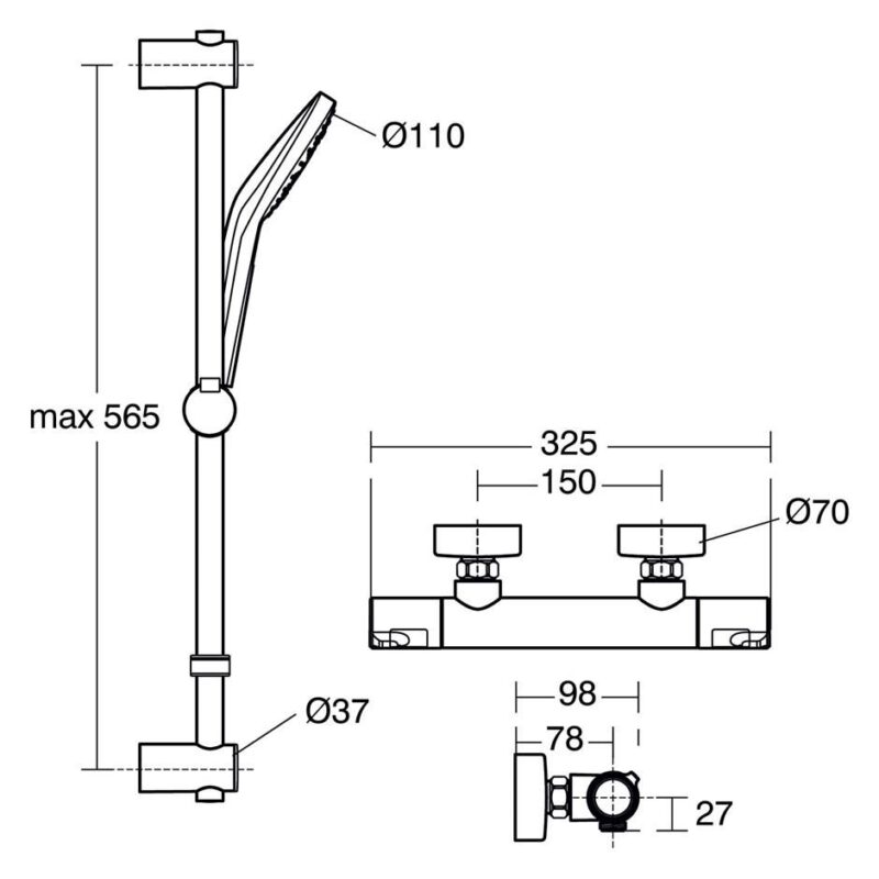 Ideal Standard Ceratherm T50 Exposed Thermostatic Shower Mixer Pack