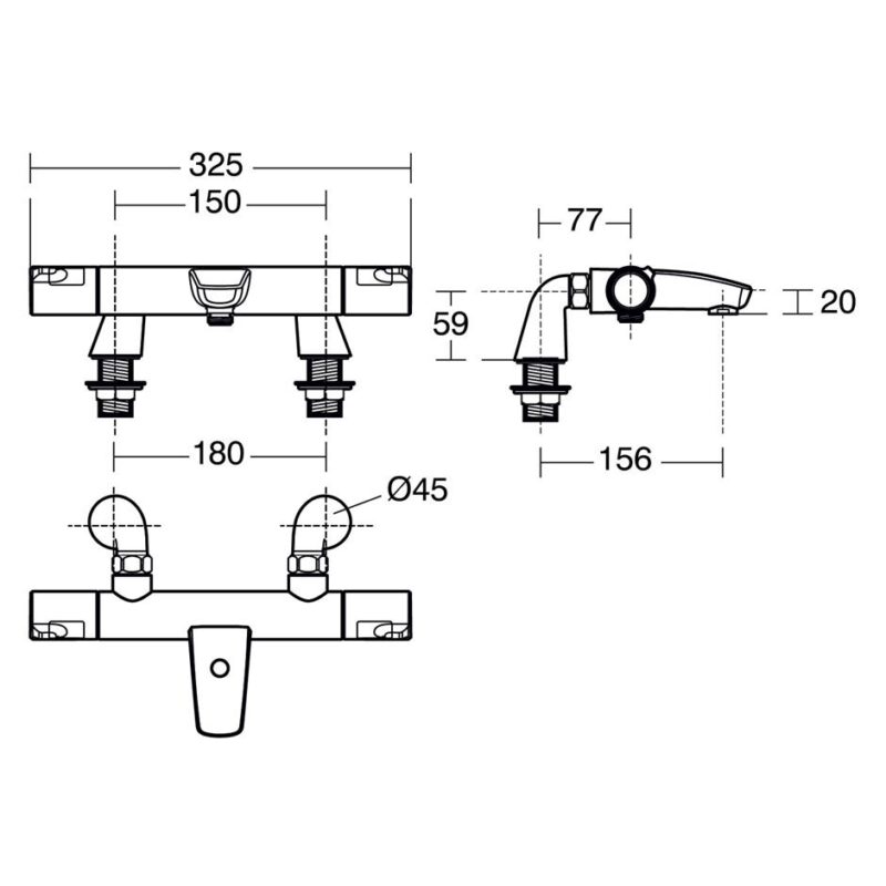 Ideal Standard Ceratherm T50 Thermostatic Bath Shower Mixer