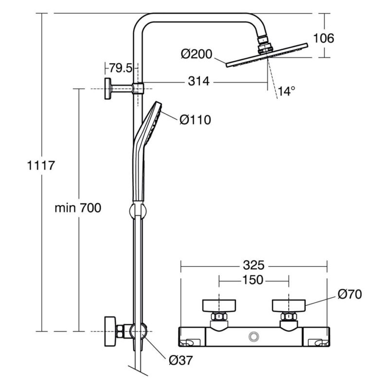 Ideal Standard Ceratherm T50 Exposed Thermostatic Shower System