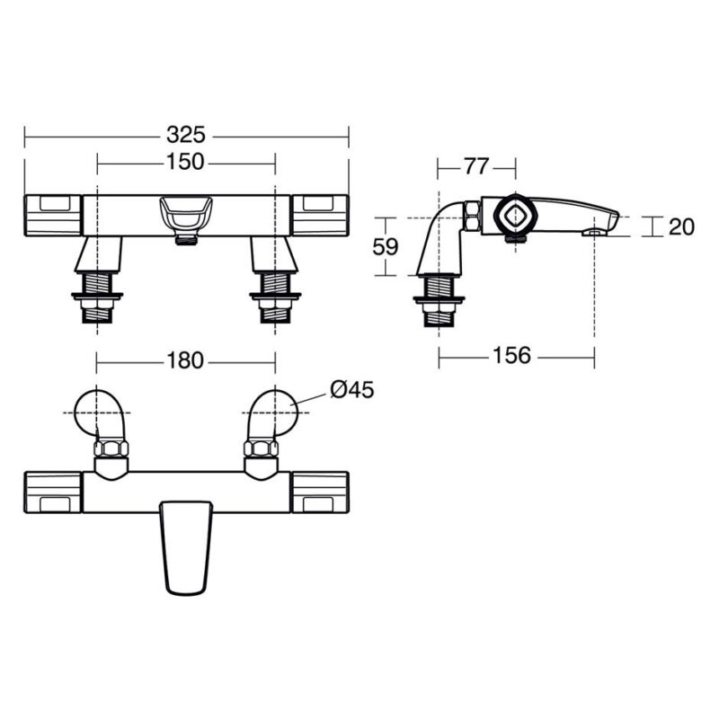Ideal Standard Ceratherm T100 Thermostatic Bath Shower Mixer