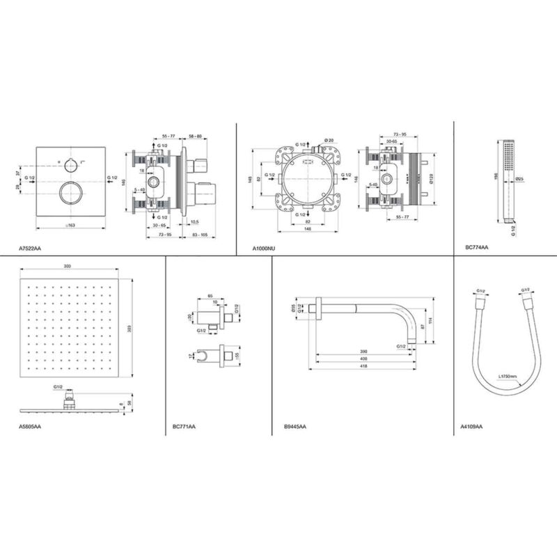 Ideal Standard Ceratherm C100 Thermostatic Shower Pack