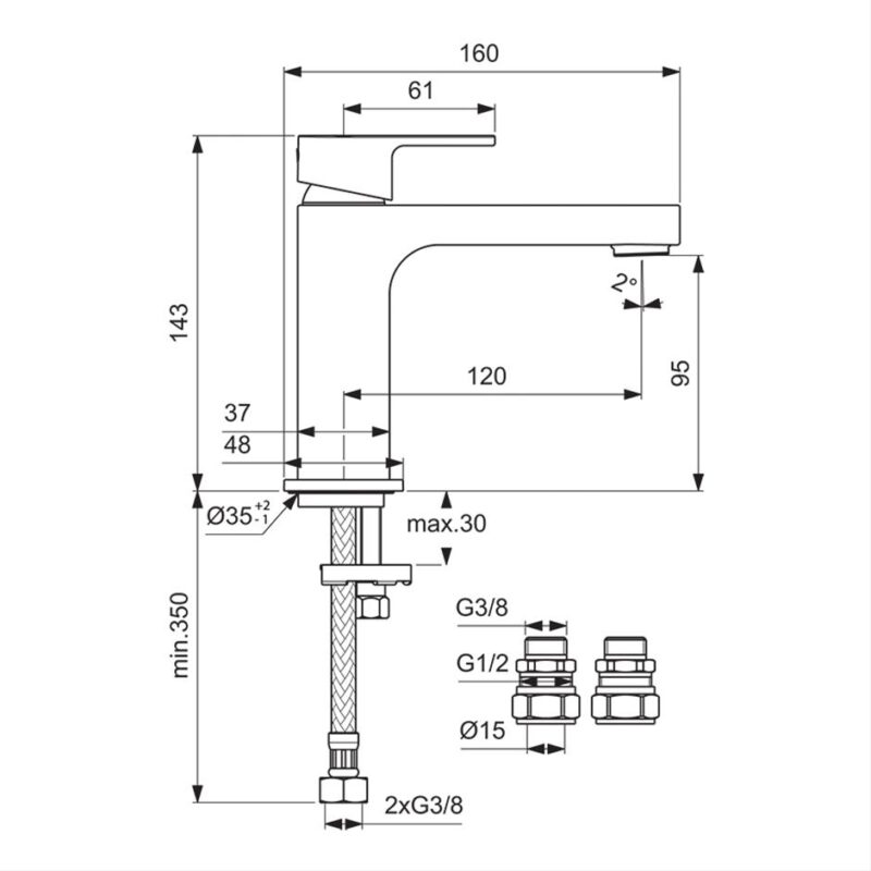Ideal Standard Edge Single Lever Basin Mixer Tap