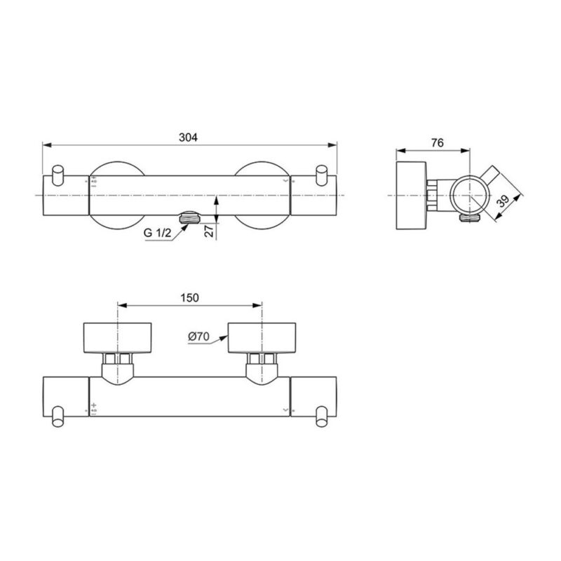 Ideal Standard Ceratherm T125 Exposed Thermostatic Shower Valve