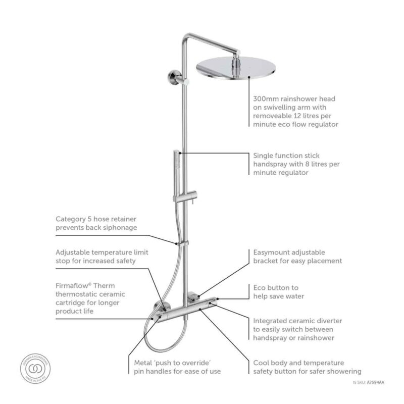 Ideal Standard T125 Exposed Thermostatic Shower System