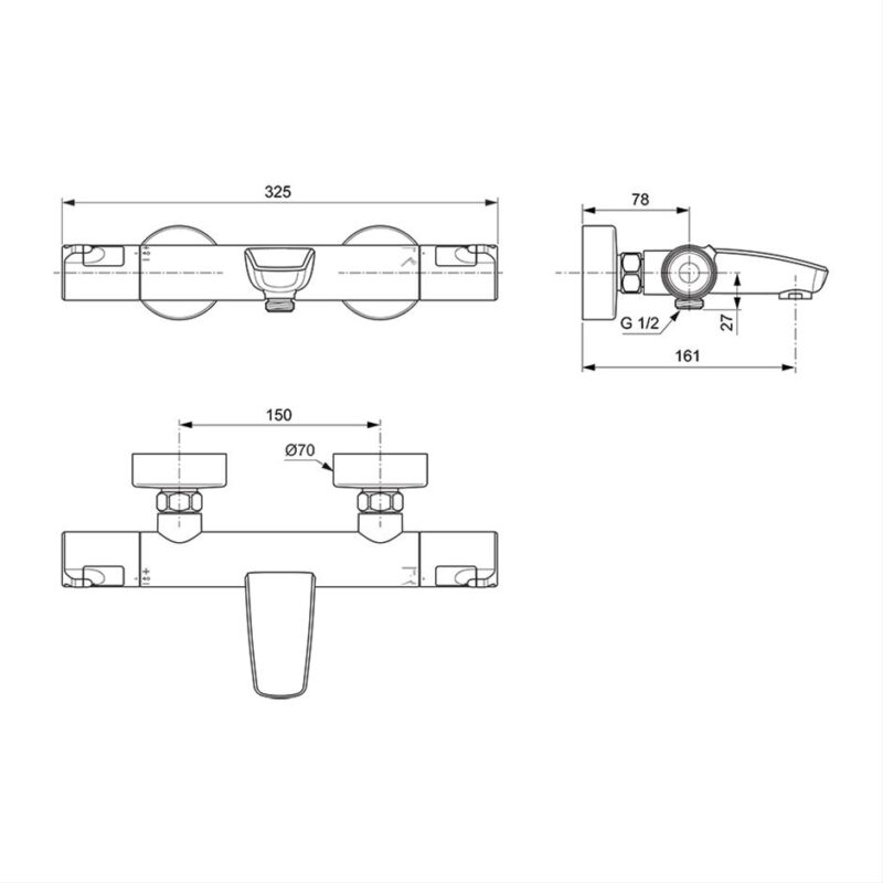 Ideal Standard Ceratherm T50 Exposed Thermostatic Wall Bath Shower Mixer
