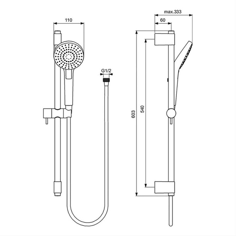 Ideal Standard Idealrain Evo Round Slide Rail Shower Kit
