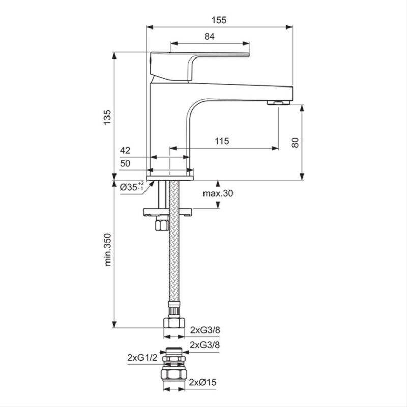Ideal Standard Cerafine D Single Lever Mini Basin Mixer Tap