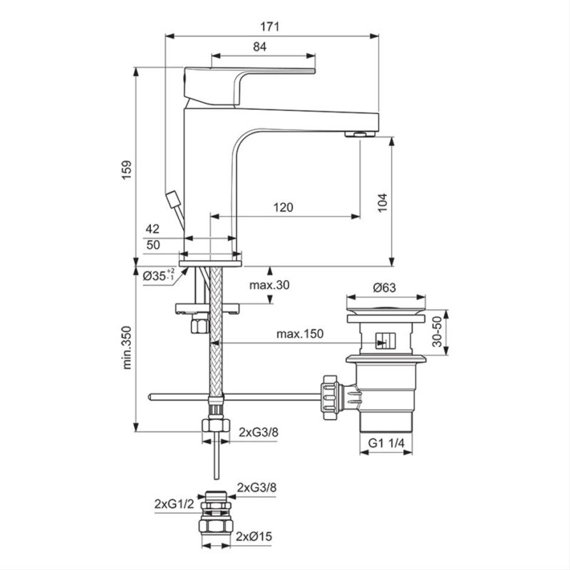 Ideal Standard Cerafine D Single Lever Basin Mixer Tap with Pop Up Waste