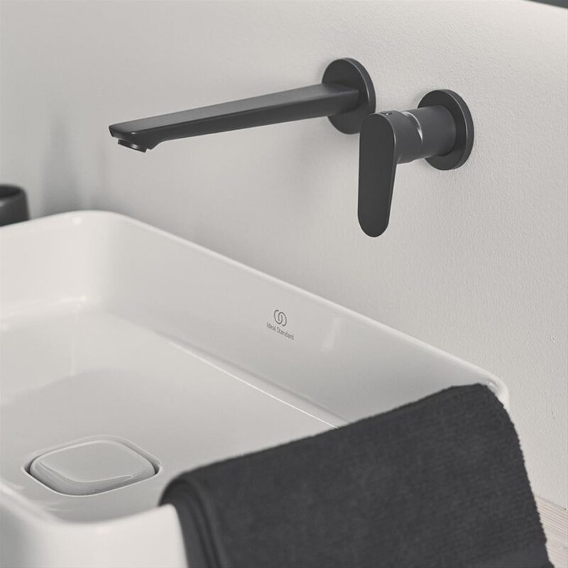 Ideal Standard Cerafine O Single Lever Wall Mounted Basin Mixer Tap Black