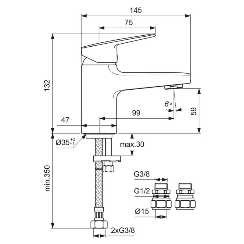 Ideal Standard Ceraplan Single Lever Mini Basin Mixer Tap Silk Black