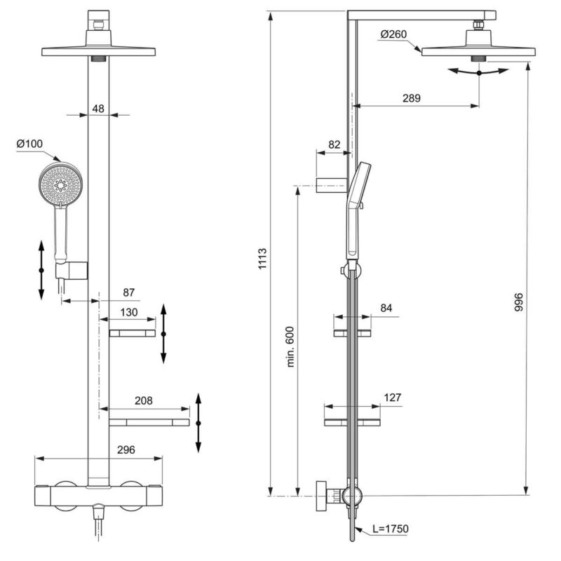 Ideal Standard Ceratherm Alu+ Bar Shower System Silver