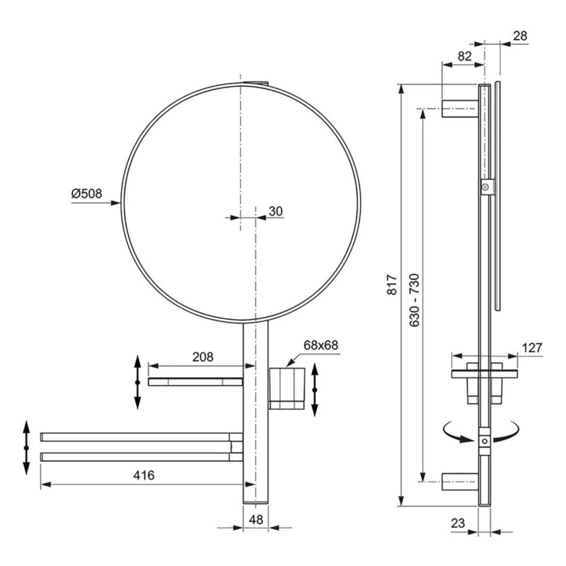 Ideal Standard Alu+ Large Beauty Bar with 500mm Mirror Silver