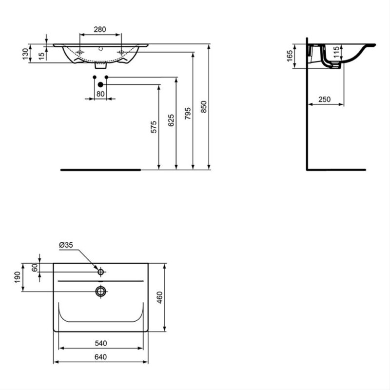 Ideal Standard Connect Air 64cm Vanity Basin 1 Taphole